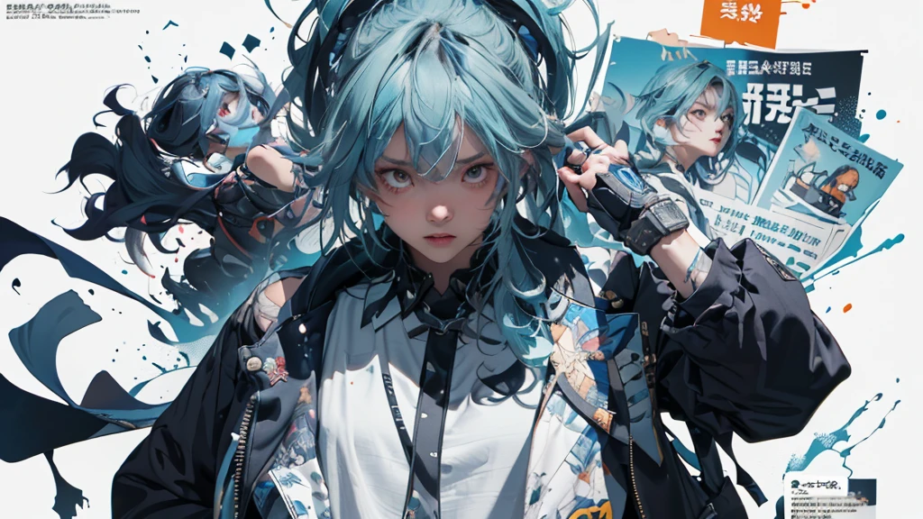 Ogiwara Sayu es la protagonista femenina principal en la serie de manga "Hige in Soru".((((dramático))), (((arenoso))), (((intense))) film poster featuring a young blue hair mujer as the central character. She stands seguroly in the center of the poster, wearing a elegante and edgy Harajuku-inspired hip hop Atuendo, with a determined expresión on her face. The fondo is aesthetic atmospheric dark and arenoso, con una sensación de peligro e intensidad. The texto is atrevido and llamar la atención, with a pegadizo tagline that adds to the overall feeling of drama and excitement. The color palette is mainly dark with splashes of vibrante neon colors, giving the poster a dinámica and visually sorprendentes appearance,tachi-e (revista:1.3), (cubrir-style:1.3), Modaable, mujer, vibrante, Atuendo, sexy seductora posando, frente, Vistoso, dinámica, fondo, elementos, seguro, expresión, tenencia, declaración, accesorio, majestuoso, enroscado, alrededor, tocar, escena, texto, cubrir, atrevido, llamar la atención, título, elegante, Fuente, pegadizo, titular, Más grande, sorprendentes, moderno, Tendencias, enfocar, Moda,