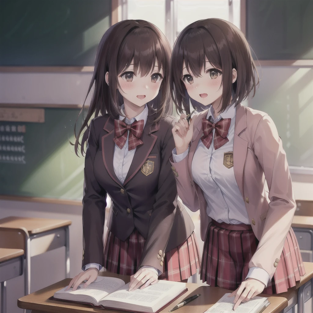 Ordinary school life、classroom、During class、Writing in a notebook、Look at the blackboard、Attention from male students、uniform