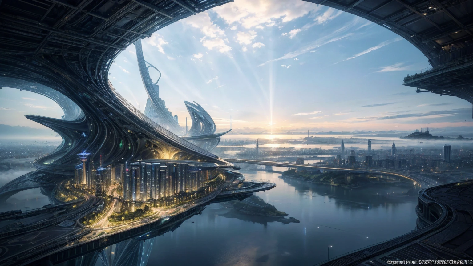 (Best quality,4K,8K,A high resolution,Masterpiece:1.2),Ultra-detailed,(Realistic,Photorealistic,photo-realistic:1.37),Futuristic floating city,Futuristic technology,Huge urban high-tech tablet platform,Airship,Floating in the sky,Futuristic city,Small airships around,High-tech hemispherical platform,Colorful lights,Advanced architecture,modernn architecture,skyscrapper,Access the cloud,Scenic beauty,view over city,Impressive design,Blend seamlessly with nature,energetic and vibrant atmosphere,Futuristic transportation system,Parking is suspended,Transparent path,Lush greenery,Sky gardens,cascading waterfalls,Magnificent skyline,reflections on the water,Sparkling river,Architectural innovation,futuristic skyscrapers,Transparent dome,The shape of the building is unusual,Elevated walkway,Impressive skyline,Glowing lights,Futuristic technology,Minimalist design,Scenic spots,Panoramic view,Cloud Piercing Tower,Vibrant colors,epic sunrise,epic sunset,Dazzling light display,magical ambiance,The future city,Urban Utopia,LuxuryLifestyle,Innovative energy,sustainable development,Smart city technology,Advanced infrastructure,Tranquil atmosphere,Nature and technology live in harmony,Awesome cityscape,Unprecedented urban planning,Architecture connects seamlessly with nature,High-tech metropolis,A cutting-edge engineering marvel,The future of urban living,Visionary architectural concept,Energy-efficient buildings,Harmony with the environment,A city floating above the clouds,Utopian dreams become reality,The possibilities are endless,State-of-the-art transportation network,Green energy integration,Innovative materials,Impressive holographic display,Advanced communication system,Breathtaking aerial view,Quiet and peaceful environment,Modernist aesthetics,Ethereal beauty