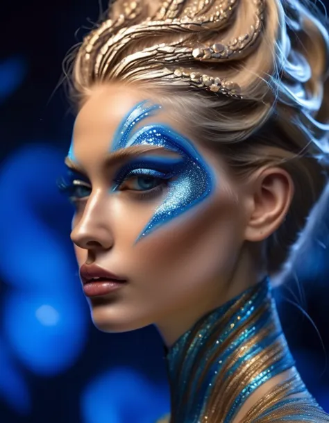 alex gray (alex grey) style,(photos of female models walking the runway in sapphire blue ocean luxury boutiques）,luxury boutique...