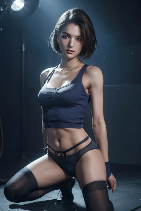 jill valentine,((the body is slim,small breasts,small ass,big eyes)),spotlight, masterpiece, very detailedな,absurd,highest quali...