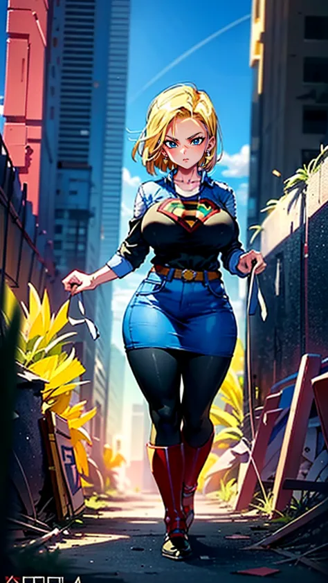 supergirl, pureerosface_v1, sticker of a girl from dc comic, full body, Kim Jung gi, , (gigantic breasts breasts 1.9),soul, digi...