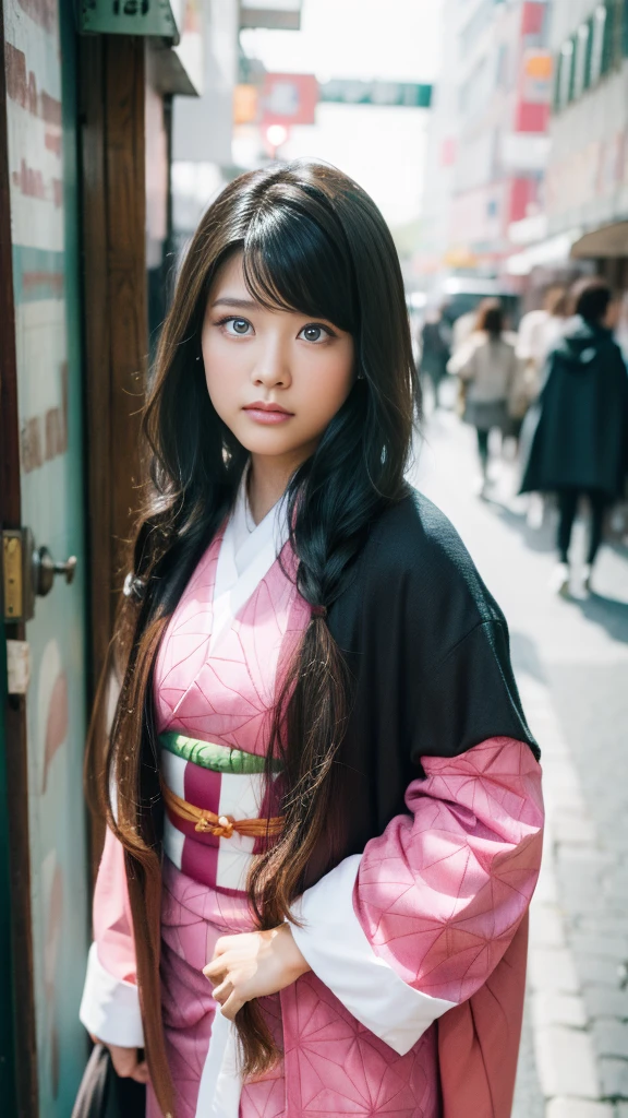 Cute Japanese woman, (16 years old), (Very cute face: 1.3), White moist skin, Looking at the camera, Melancholy expression,
BREAK,
Idol,
BREAK,
(Wearing cute kimono: 1.3), (Highly revealing kimono), Very large earrings, Short length,
BREAK,
(Fighting pose: 1.3),
BREAK,
(Long hair), (Pink hair: 1.2), (Wavy hair), (Gradient hair: 1.3), (Red hair at the ends),
BREAK,
(Realistic: 1.3), Masterpiece, Perfect lighting, (Ultra-high resolution), (8K), (Highly detailed: 1.4), (From the front), (Full body: 1.3), (Symmetrical: 1.2),
BREAK,
(Japanese city streets: 1.2),
BREAK,
(Demon Slayer: 1.4),
BREAK,
(Kasumi Arimura: 1.4),