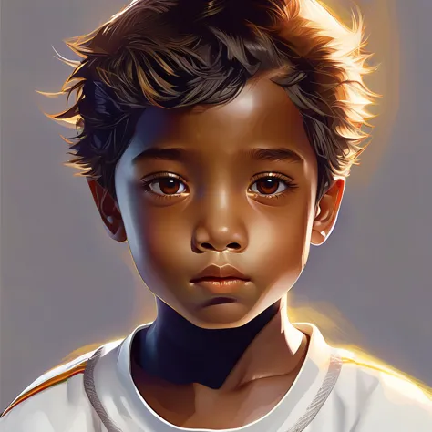 ilustration anime (clear image) (image for model) face of a young boy dark skin dark hair, latin american traits, brown eyes, se...