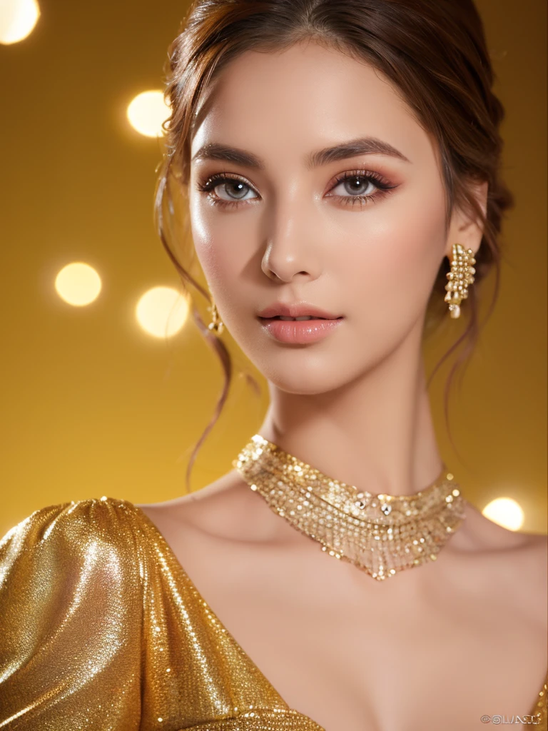 A girl wearing a sparkling bodycon dress, beautiful detailed eyes