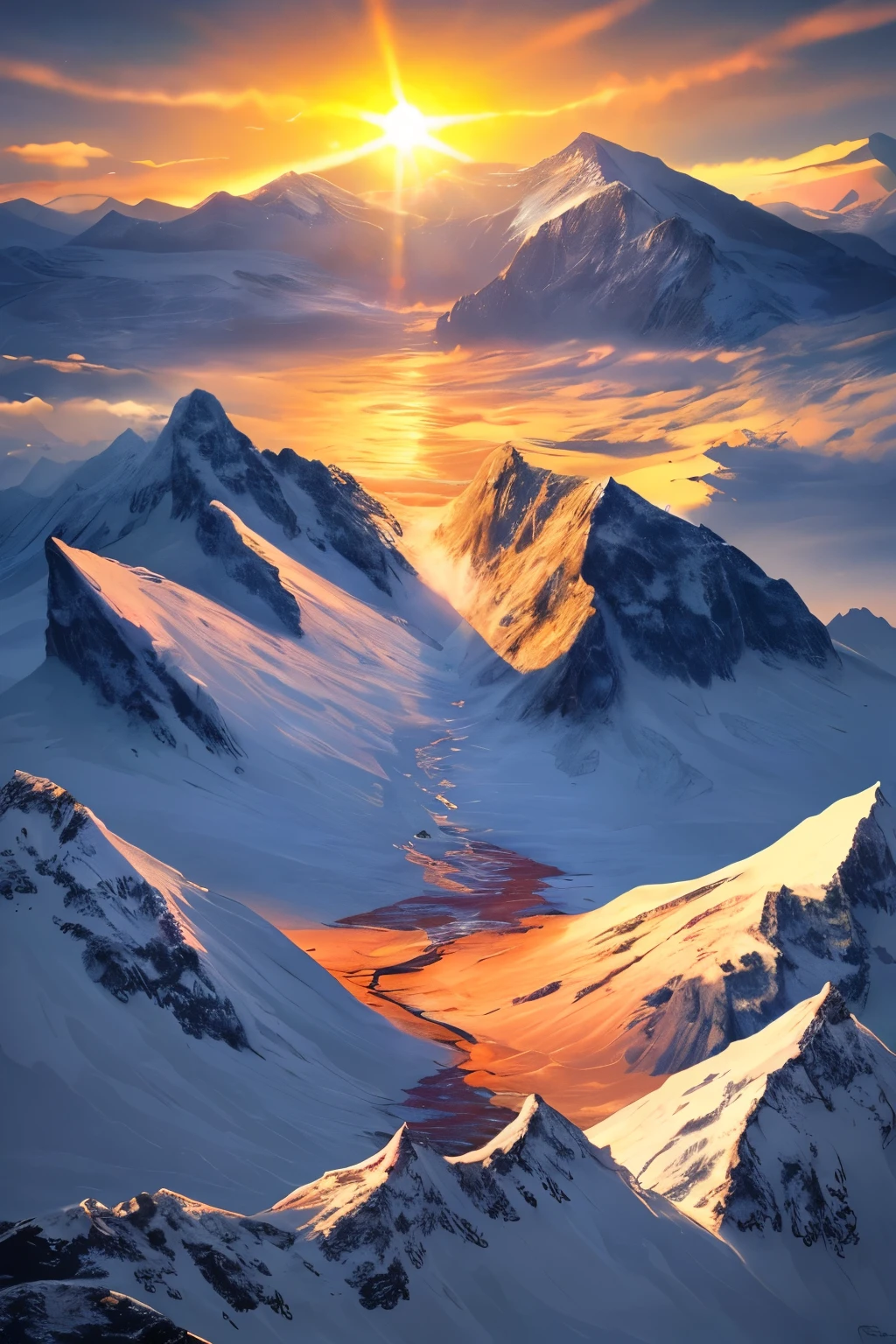 sun，Mountain，masterpiece，hope，Positive，beautiful，High resolution, High resolution, 8k, masterpiece2:1,　