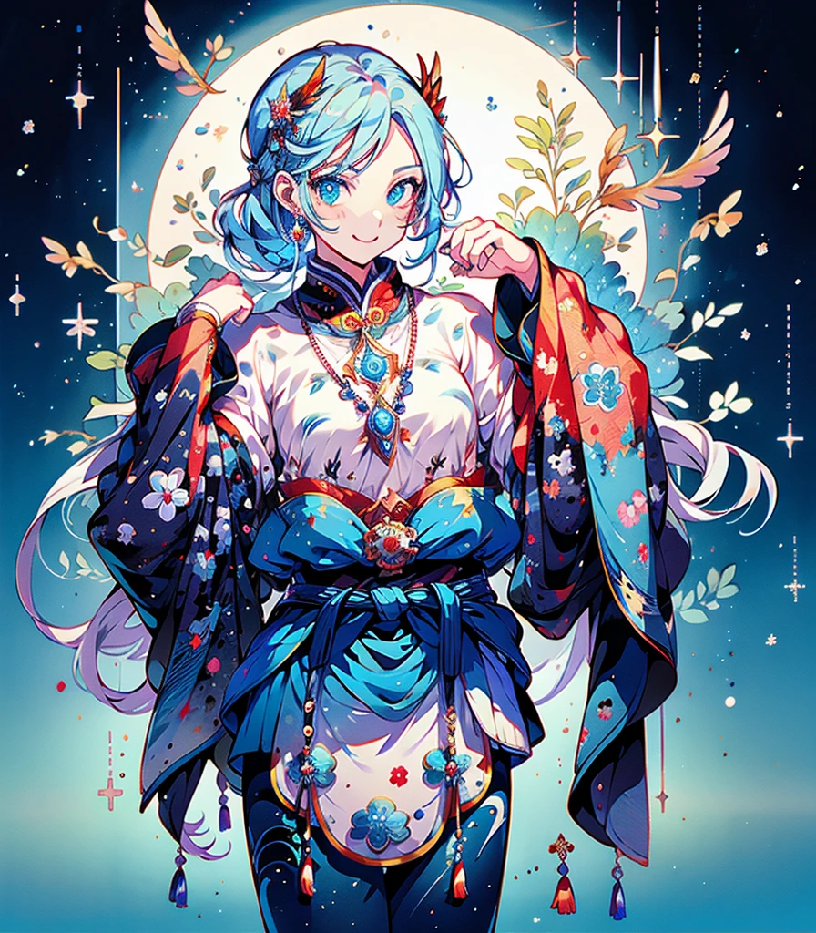 masterpiece, super high quality, ( 非常にdetailedなオリジナルイラスト),1 person,Ice Princess,Around the ice, Frosty Theme,( 輝く黄colorい目:1.2), smile, Arrogant look, Sexy Russian costume, blue crystal jewelry, Ice blue glowing tattoo,detailed,Realistic,4K High Definition,Mappa Studio,masterpiece,Highest quality,Official Art,figure,Clear lines,(nice_color),Perfect composition,Fantasy,Concentration,Front facing,No text