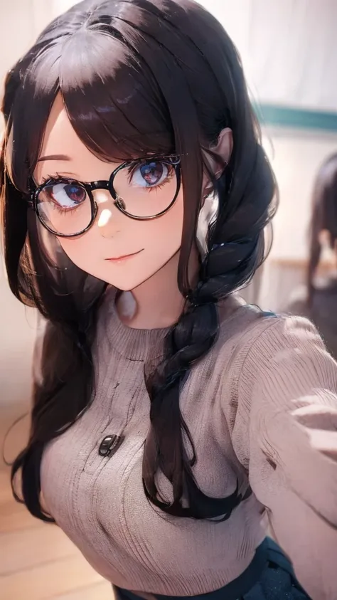 (((masterpiece,highest resolution,4k high resolution,crisp image quality:)pussy juice((beautiful black hair braids,glasses,)(bea...