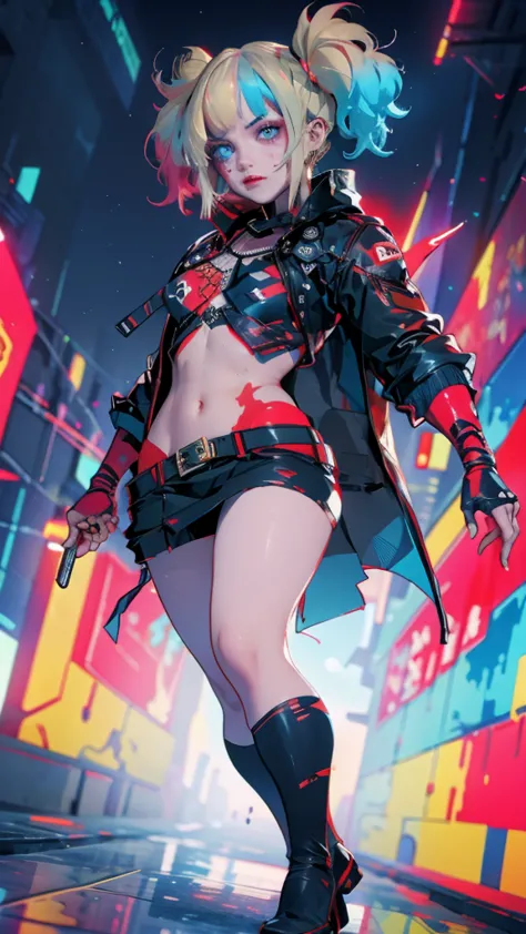 batleen embodies the legacy of batman and the redemption of harley quinn. in this anime-style design, she wears a combat suit th...