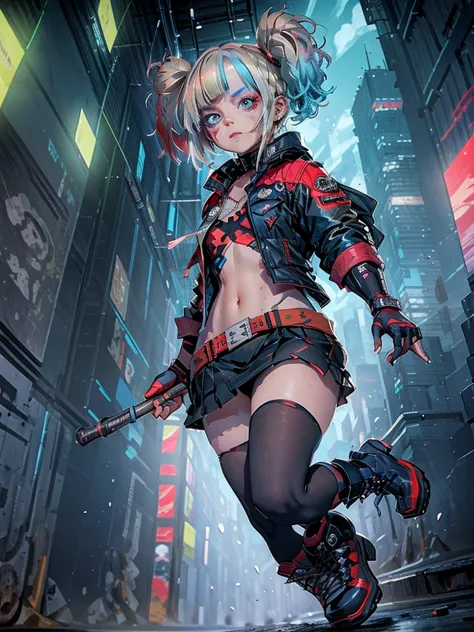 batleen embodies the legacy of batman and the redemption of harley quinn. in this anime-style design, she wears a combat suit th...