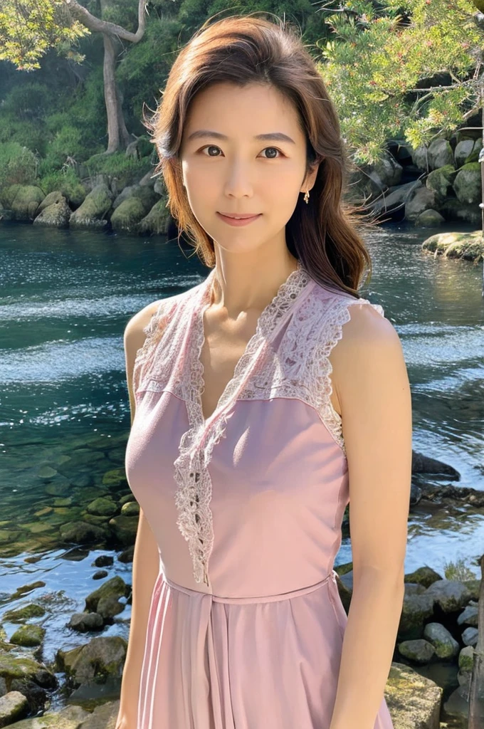 ((Highest quality)), ((masterpiece)), (detailed),Perfect Face,Japanese,landscape,Mature Woman,Upper Body