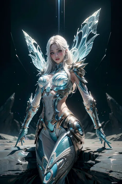 translucent ethereal alien warrior，modelshoot style, (extremely detailed cg unified 8k wallpapers), the beauty of abstract styli...