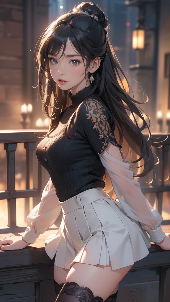 (Random pose),(Random Hairstyle),(Highest image quality,(8K),Ultra-realistic,best quality, high quality, HD, high quality texture,High Detail,Exquisite and detailed,fine,Extremely detailed CG,Detailed texture,Realistic reproduction of the face,masterpiece,Presence),sweater,Tight mini skirt,stocking,Engineer Boots