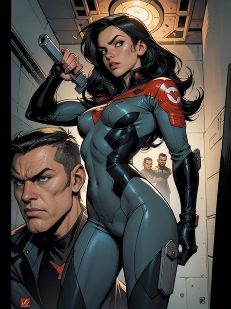 baroness gi joe character holding a gun and a gun, sexy and attractive body, dynamic and sensual poses, kate bishop, mark waid, ...