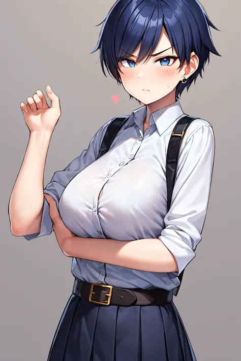 tomboy,blue-hair,short-hair,big-breast,school-uniform,tomboy,short-hair,18years-old,gang,earring,belt,super-big-breast,tsurime,h...