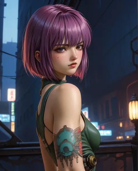 ,tattoo, , sexy, , , cyberpunk tank-girl, , best quality, bobcut hair cut ,masterpiece, 8k, ultra high res, (photorealistic:1.4)...