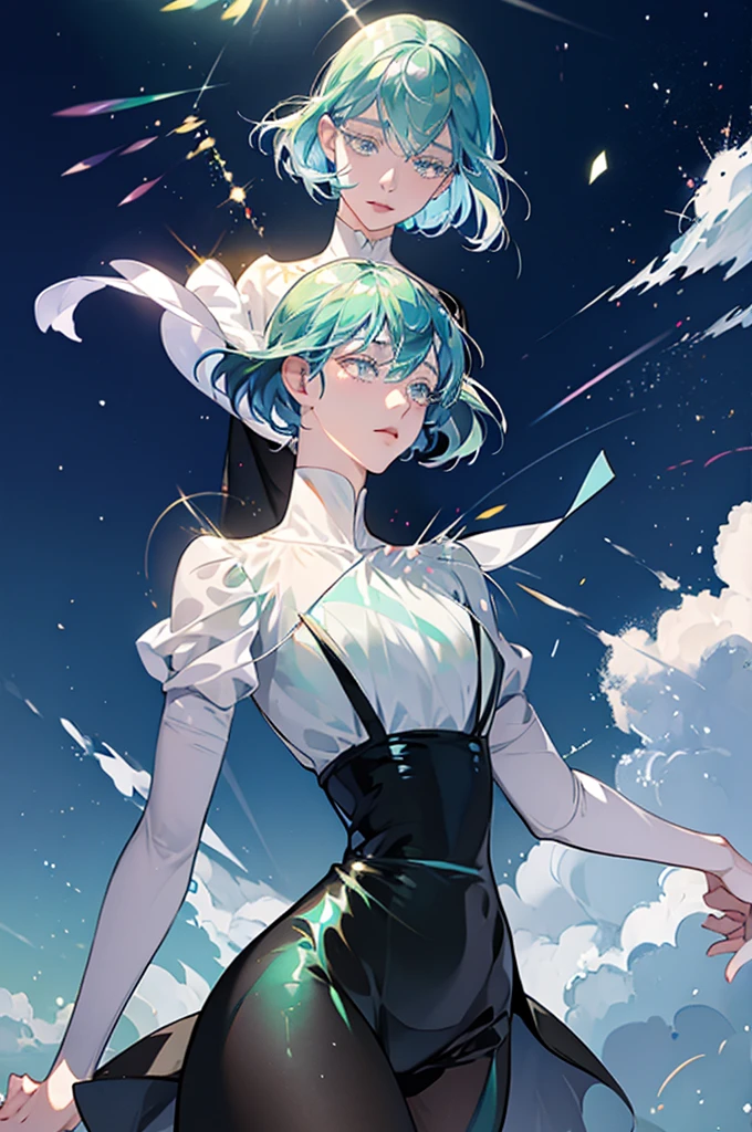 Land of the Lustrous ( anime ) ，The skin of the body is like a jewel ，The appearance of chipping ， Transparency ，Glossy feel ， Masterpiece ，Uplifting ，A moving picture ， Reach out in front