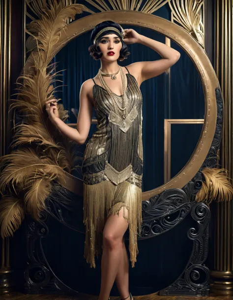 Create imaginative and amazing images demonstrating the style of ((Roaring 20s)), hyper realistic, 8k, vibrant colors, sharp cri...
