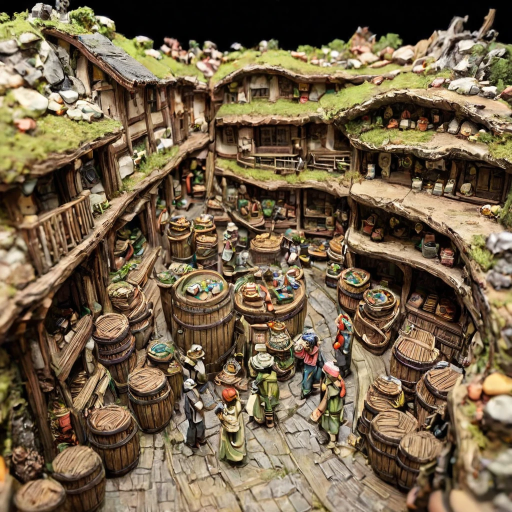 tilt-shift photography,(masterpiece, top quality, best quality),(ultra-detailed, absolutely resolution),((16k, high res)). (A city in a cave))