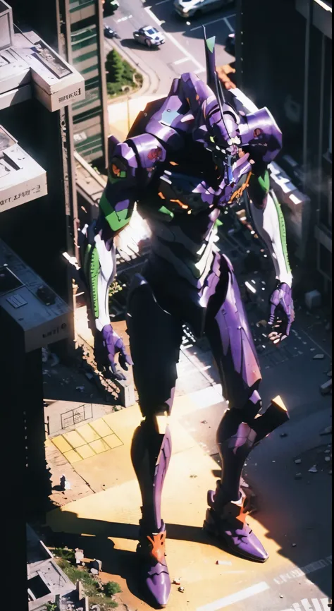 EVA 01,realist,Whole body,walking between buildings