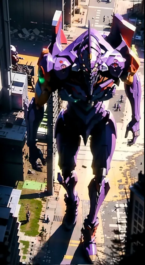 EVA 01,realist,Whole body,walking between buildings