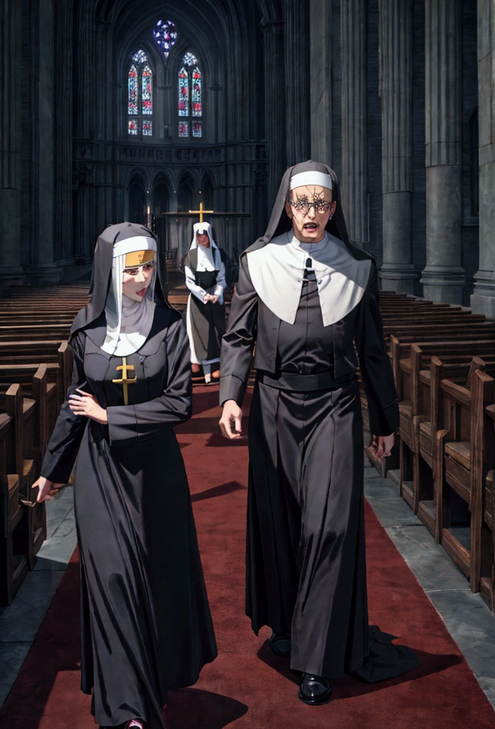 Nun attacked by lustful demon、Scenery inside the church