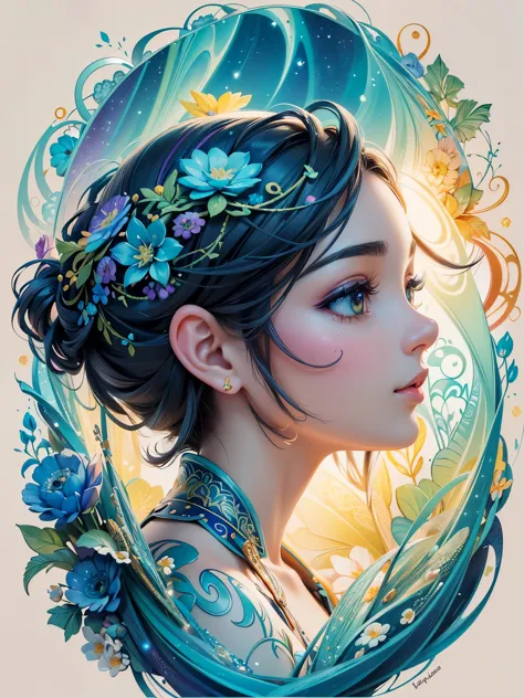 Young princess dreaming of nebula and galaxies, shooting stars, vibrant colors, night time sky background, [Zhang Ziyi|Aishwarya...