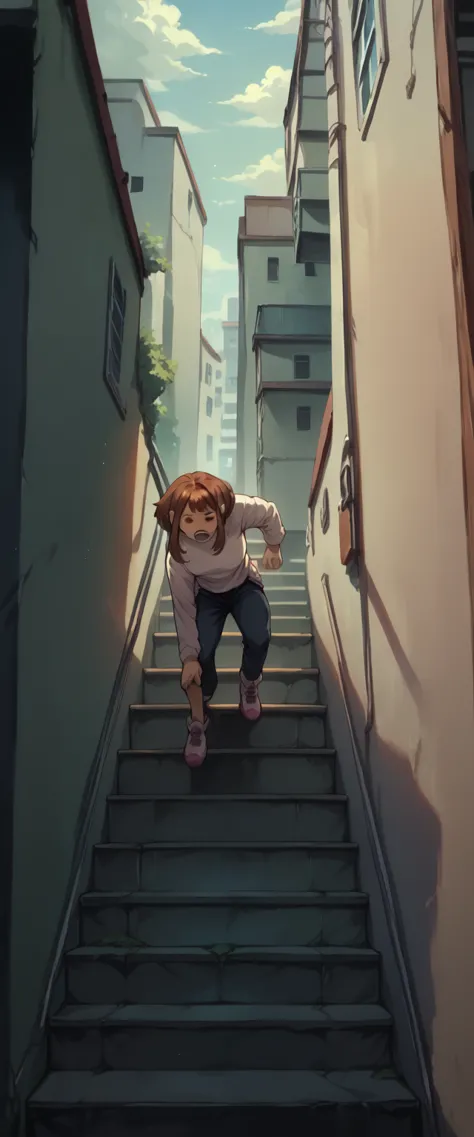 ochako uraraka being penetrated on some stairs