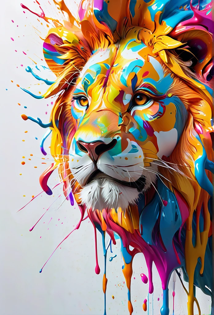 arte splash, a lion head, very detailed mane ((White background)), piercing eyes, Epic Instagram, art-station, splash style of colorful paint+, Contour, hyper-detailed intricately detailed, engine unreal, awesome, details Intricate, splashscreen, colors complementary, realistic concept art, 8K resolution, deviantart masterpiece, oil-painting, heavy brush strokes, paint drips, splash arts
