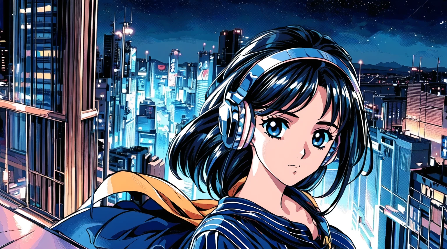 Anime Girls with headphones on looking out of a window, Anime Girls of the future, Anime Manga Robot!! Anime Girls, Anime Style 4 k, Portrait Anime Astronaut Girl, ultra HD Anime Wallpaper, 4K Manga Wallpapers, Modern science fiction anime, Digital Cyberpunk Anime!!, Neo Tokyo source, Anime Style. 8k, Neo Tokyo, HD Anime Wallpaper