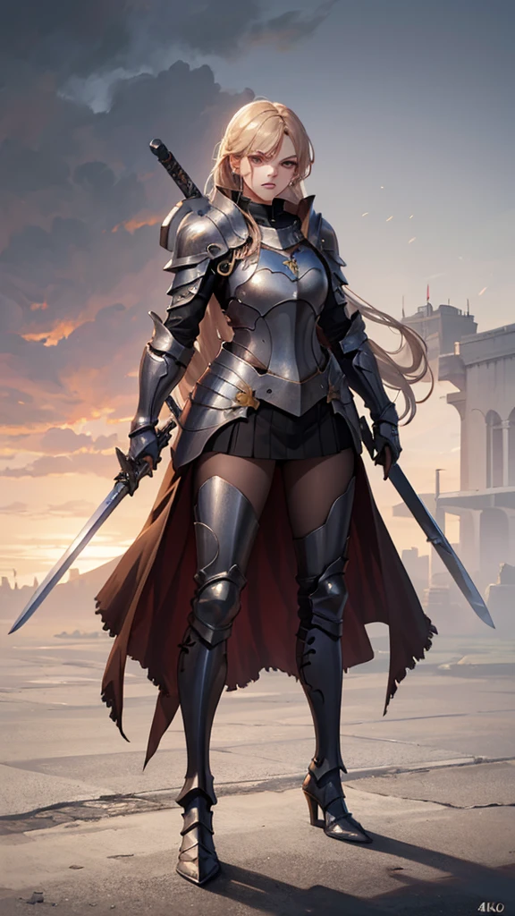 (masterpiece, 4K ,Super detailed:1.2), (anime:1), (Perfect quality), (anger), (((Adult body))), Holding a sword, 女knight, armor, armor, knight, Valkyrie