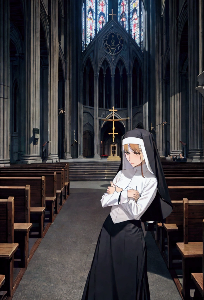 Monja atacada por un demonio lujurioso、Paisaje dentro de la iglesia.