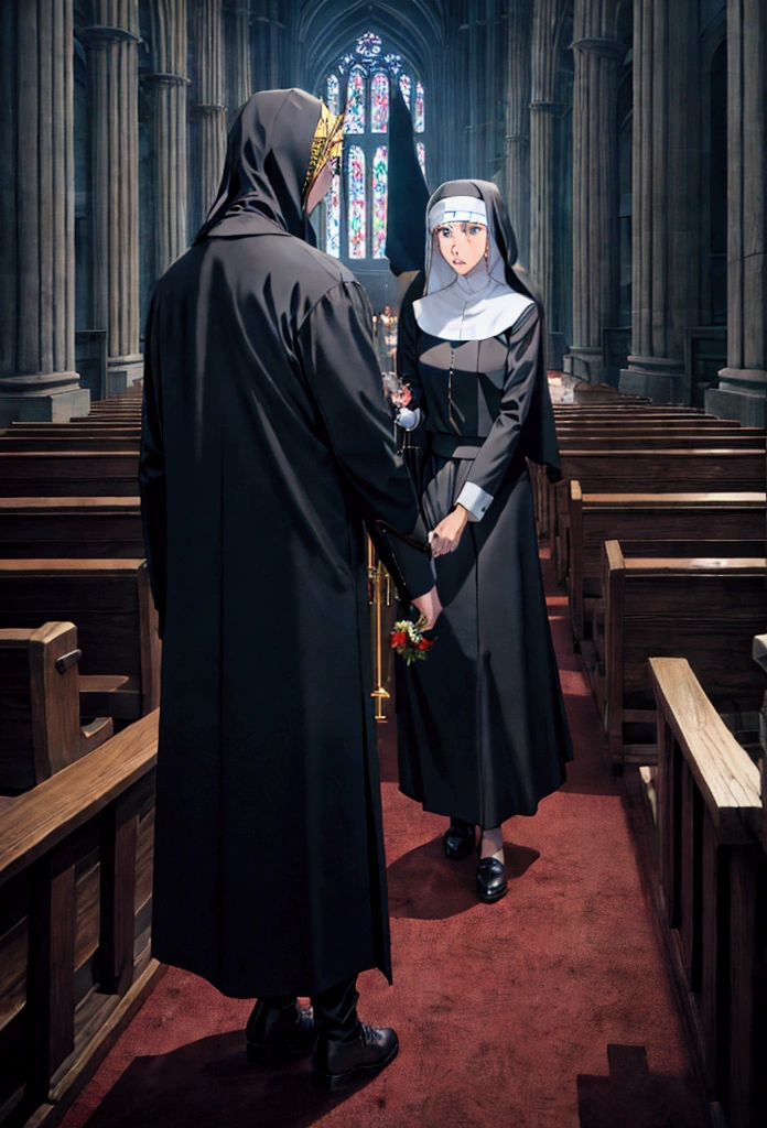 Nonne von lüsternem Dämon angegriffen、Landschaft im Inneren der Kirche