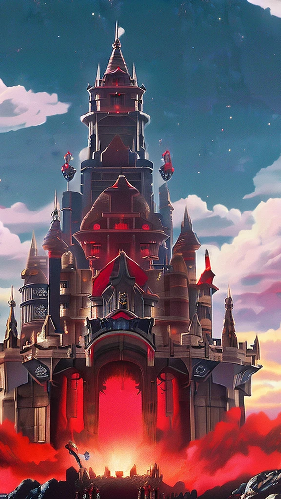  Crimson anime castle of hell and red sky