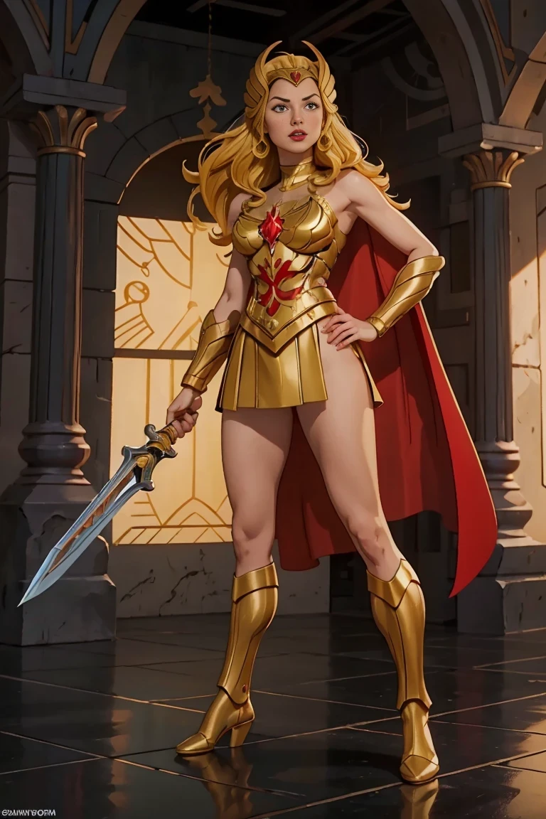 ((Full body photo, standing, feet on the ground)) 2 girl, Gal Gadot, ultra-realism, ultra-resolution, HDR, Photographic realism, Heroine pose, holding a sword, woman, medium breasts, straight hair and large, with golden Scorpion armor with white and red details, Knight of the Zodiac, golden Athenian helmet, black cape, in Greece, fight, 8k, full body, slight smile, frontal shot.
