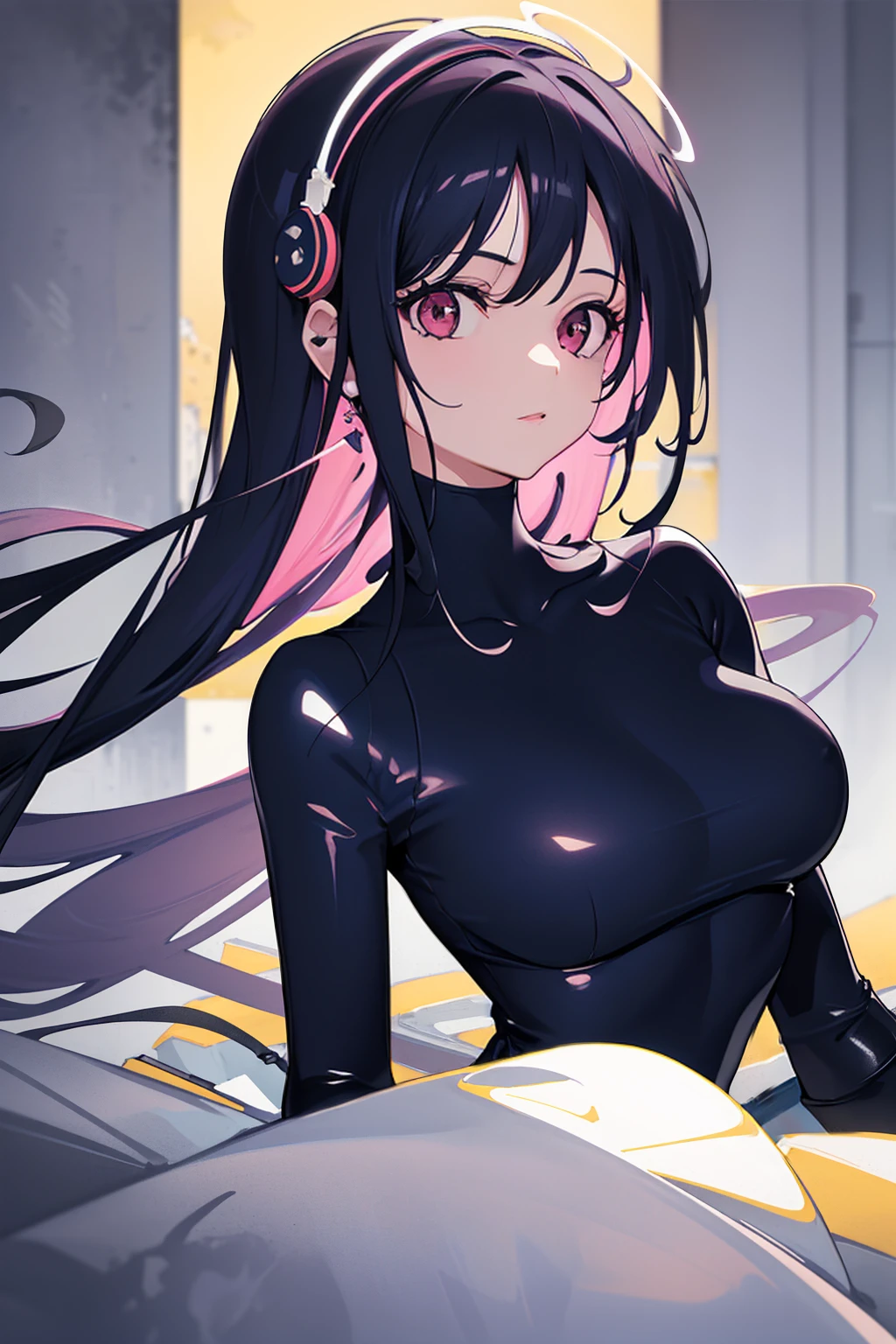 1 girl,NsfW,helmet, brainwash, visor, wires, Eri Aase ,(lovelive),clavicle, purple glowing eyes,absurdes, brainwashing,empty eyes, big breasts, No expression,(black latex tight bodysuit),avert your eyes , Whole body shape,(highest quality、4K、8k、High resolution、must have:1.2)、Super detailed、(reality、Realisticです、Realistic:1.37)、ticker、hyper HD、studio lighting、ultra definition paint、sharp focus、Physically based rendering、extreme details、Professional specifications、vibrancy and color、blurry、sports portrait、landscape、horror style、anime big breasts、sf、photograph、concept artist、five fingers, perfect body,  {{{masterpiece}}}, {{{highest quality}}}, {{Super detailed}}, {shape}, {{very delicate and beautiful}},Improved cost performance、all roles、Canon 5D MK4でphotograph、photograph, 