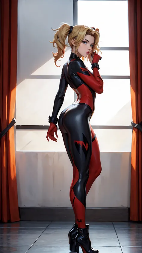 ((full body photo, standing, feet on the floor))  harley quinn, sexy woman, segurando um taco de beisebol , dc comics,small,harl...