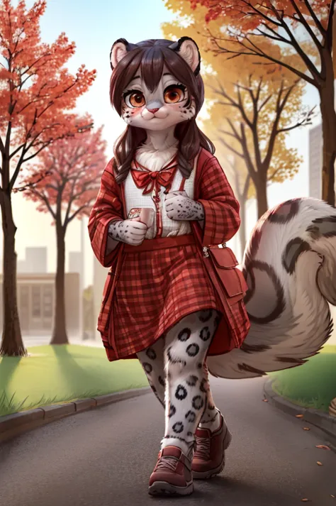 (very detailed illustration: 1.2), best quality, masterpiece, solo, natural lighting, An young anthro female snow leopard with b...