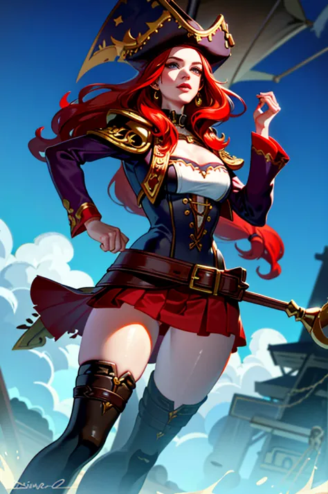 8k quality, ginger woman with freckles,lovely and beautiful fas,frekles 28 year old,red hair,double tails, practical pirate clot...