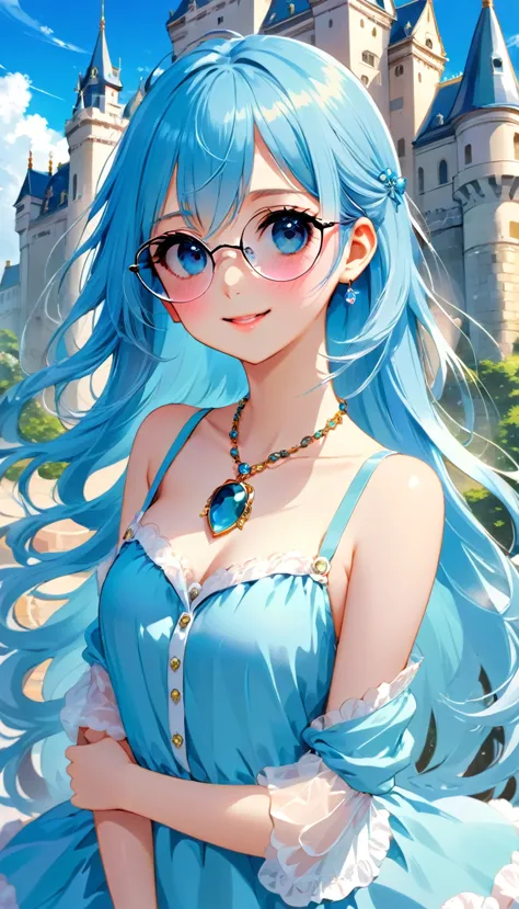 masterpiece, best quality, extremely detailed, (illustration, official art:1.1), 1 girl ,(((( light blue long hair)))), ,(((( li...