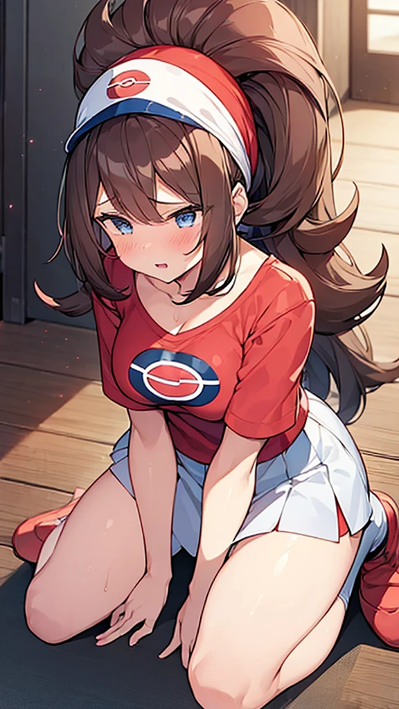 ((Girl having intense vaginal sex with man:1.3)), Anime One Girl, 22 years old, Pokemon Haruka,((May Pokemon :1.3)), red bandana, mature, Brown Hair, short hair, Blue eyes, Big Breasts, Chest cleavage, Red Shirt,super short white skirt,spats, Bounce, Thighs, indoor, 32K,Super detailed,Ultra-detailed, The perfect Mei, Red clothes,Navy blue leggings under a short white skirt, Mei's outfit, socks,  whole body, Lovey-dovey vaginal sex, {{A Pokemon trainer sees May passing by and has Metamon transform into an adult May and engage in intense vaginal sex with her.}}, Intense piston movement between a man&#39;s legs, NSFW