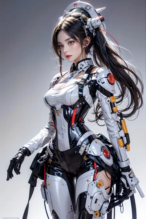 realistically, A high resolution, a 1 woman, hip, ANDROID, Mecha Maiden,mechanical parts, ANDROID joints,single mechanical arm, ...