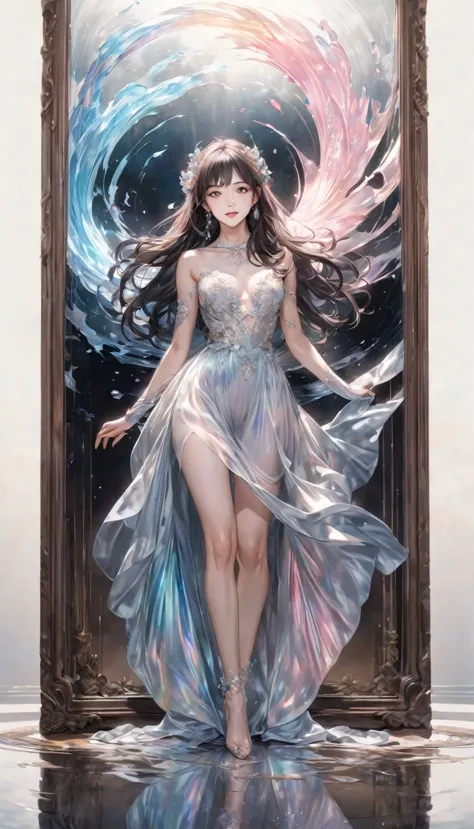 Ultra-realism, Smile,Watercolor style, Dark fantasy, mysterious, break Emphasizing the presence of the subject, Detailed and viv...