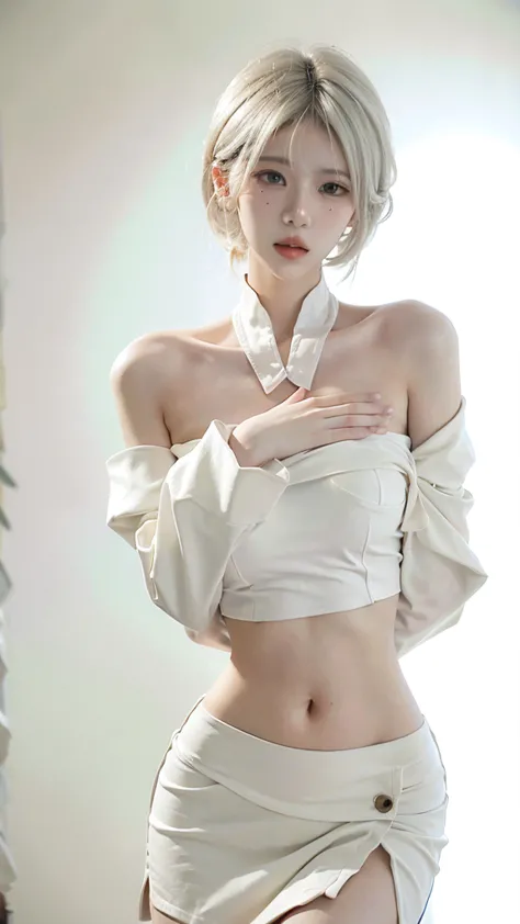 Beautiful woman with perfect figure:1.4，Ultra-high resolution，White background，（lifelike：1.4），Layered Hairstyle，White skin，Bikin...