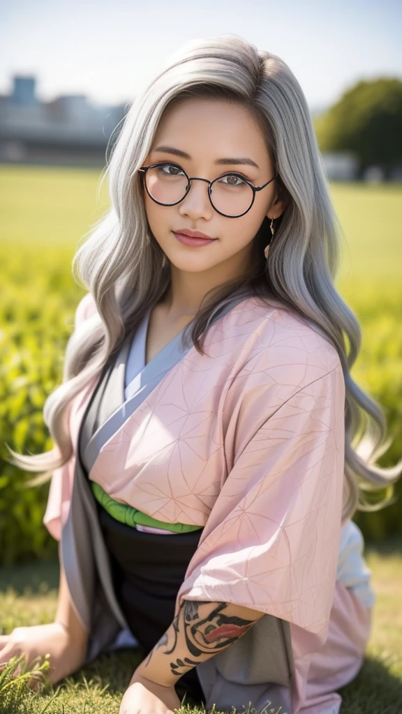 Cute Japanese woman, (16 years old), (very cute face), white moist skin, looking at the camera, melancholy expression, (pink bright eyes: 1.4), (black frame glasses: 1.3)
BREAK,
Idol, (very beautiful berserker woman: 1.3), (fighting: 1.3),
BREAK,
(wearing pink cute kimono: 1.3), (highly revealing kimono), very large earrings, short length, (has black grass tattoo on body: 1.3),
BREAK,
(long hair), (light gray hair: 1.4), (wavy hair), (gradient hair: 1.3), (red tips: 1.3),
BREAK,
(realistic: 1.3), masterpiece, perfect lighting, (ultra high resolution), (8K), (highly detailed: 1.4), (from the front), (full body: 1.4), (symmetrical: 1.2), (one shot),
BREAK,
(Shibuya city in Japan: 1.2),