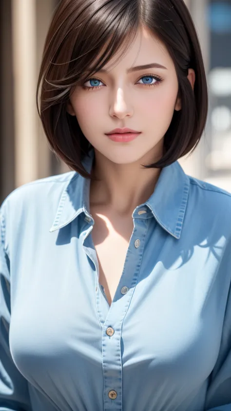 (best quality:1.5, highres, UHD, 4K, detailed eyes, detailed lighting, detailed hair, shaders), black hair, bob cut, hair coveri...