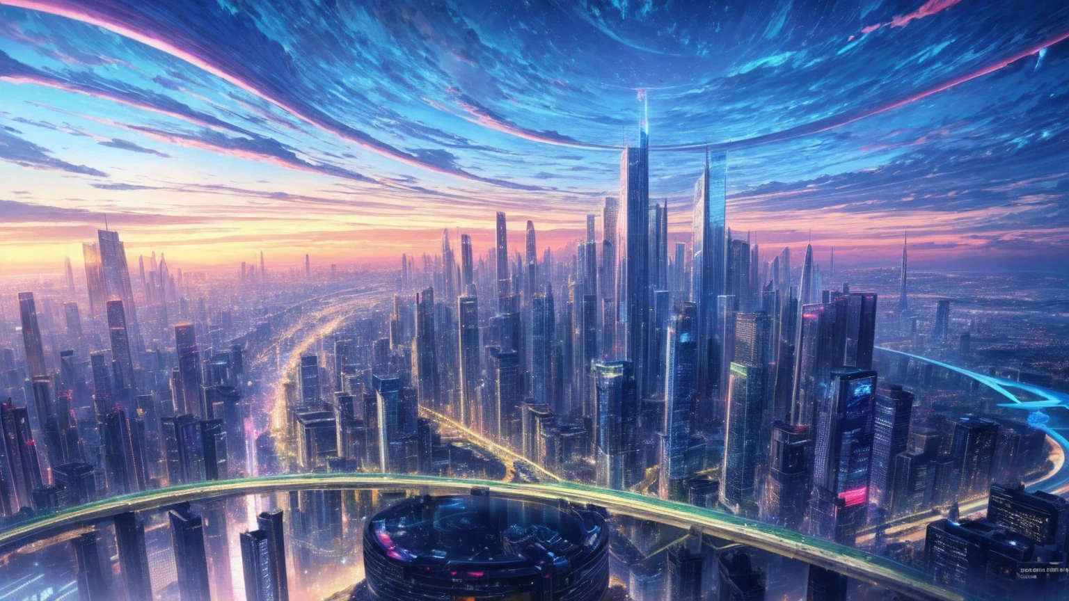 (Best quality,4K,8K,A high resolution,Masterpiece:1.2),Ultra-detailed,(Realistic,Photorealistic,photo-realistic:1.37),Futuristic floating city,Futuristic technology,Huge urban high-tech tablet platform,Airship,Floating in the sky,Futuristic city,Small airships around,High-tech hemispherical platform,Colorful lights,Advanced architecture,modernn architecture,skyscrapper,Access the cloud,Scenic beauty,view over city,Impressive design,Blend seamlessly with nature,energetic and vibrant atmosphere,Futuristic transportation system,Parking is suspended,Transparent path,Lush greenery,Sky gardens,cascading waterfalls,Magnificent skyline,reflections on the water,Sparkling river,Architectural innovation,futuristic skyscrapers,Transparent dome,The shape of the building is unusual,Elevated walkway,Impressive skyline,Glowing lights,Futuristic technology,Minimalist design,Scenic spots,Panoramic view,Cloud Piercing Tower,Vibrant colors,epic sunrise,epic sunset,Dazzling light display,magical ambiance,The future city,Urban Utopia,LuxuryLifestyle,Innovative energy,sustainable development,Smart city technology,Advanced infrastructure,Tranquil atmosphere,Nature and technology live in harmony,Awesome cityscape,Unprecedented urban planning,Architecture connects seamlessly with nature,High-tech metropolis,A cutting-edge engineering marvel,The future of urban living,Visionary architectural concept,Energy-efficient buildings,Harmony with the environment,A city floating above the clouds,Utopian dreams become reality,The possibilities are endless,State-of-the-art transportation network,Green energy integration,Innovative materials,Impressive holographic display,Advanced communication system,Breathtaking aerial view,Quiet and peaceful environment,Modernist aesthetics,Ethereal beauty