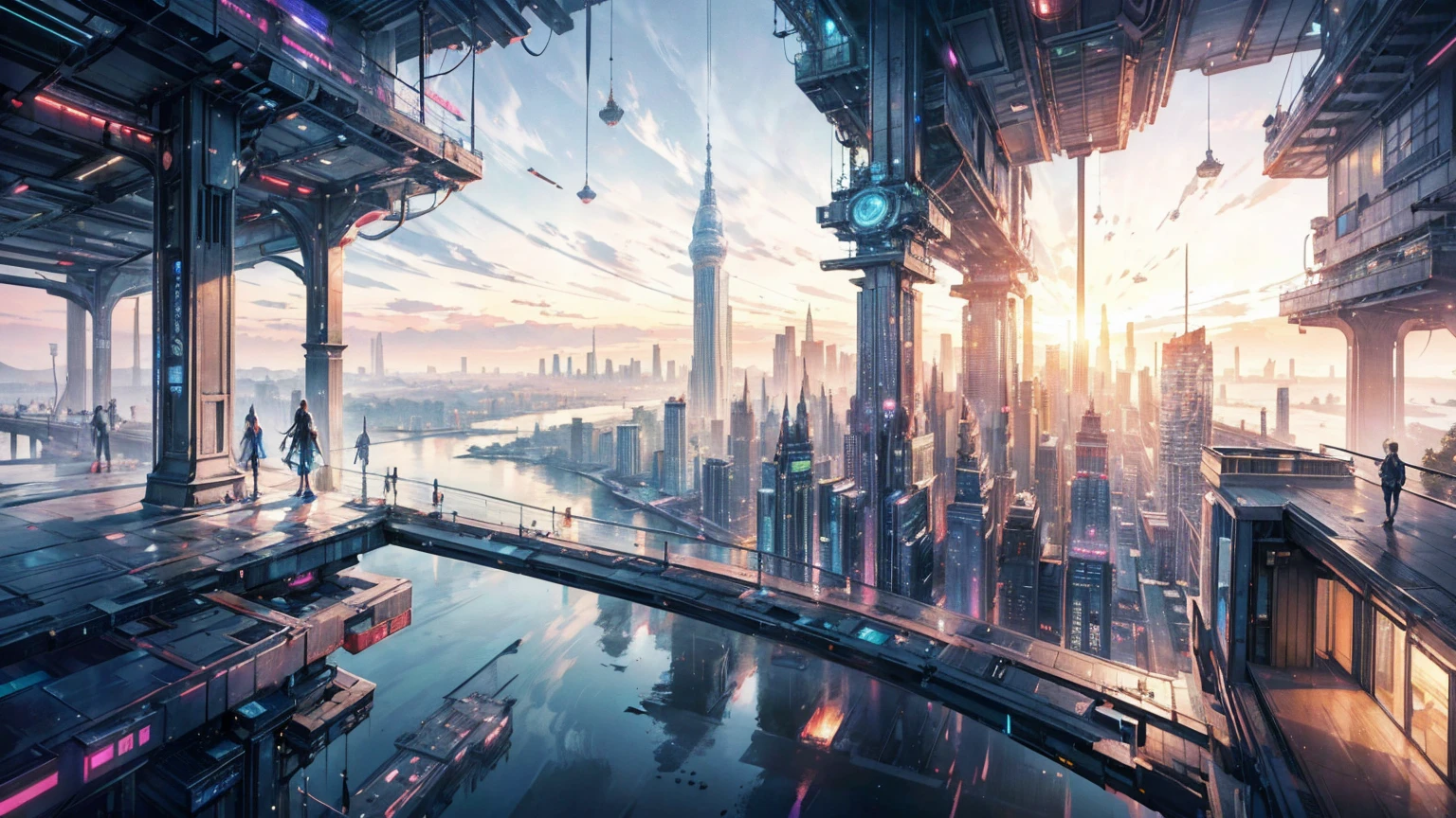 (Best quality,4K,8K,A high resolution,Masterpiece:1.2),Ultra-detailed,(Realistic,Photorealistic,photo-realistic:1.37),Futuristic floating city,Futuristic technology,Huge urban high-tech tablet platform,Airship,Floating in the sky,Futuristic city,Small airships around,High-tech hemispherical platform,Colorful lights,Advanced architecture,modernn architecture,skyscrapper,Access the cloud,Scenic beauty,view over city,Impressive design,Blend seamlessly with nature,energetic and vibrant atmosphere,Futuristic transportation system,Parking is suspended,Transparent path,Lush greenery,Sky gardens,cascading waterfalls,Magnificent skyline,reflections on the water,Sparkling river,Architectural innovation,futuristic skyscrapers,Transparent dome,The shape of the building is unusual,Elevated walkway,Impressive skyline,Glowing lights,Futuristic technology,Minimalist design,Scenic spots,Panoramic view,Cloud Piercing Tower,Vibrant colors,epic sunrise,epic sunset,Dazzling light display,magical ambiance,The future city,Urban Utopia,LuxuryLifestyle,Innovative energy,sustainable development,Smart city technology,Advanced infrastructure,Tranquil atmosphere,Nature and technology live in harmony,Awesome cityscape,Unprecedented urban planning,Architecture connects seamlessly with nature,High-tech metropolis,A cutting-edge engineering marvel,The future of urban living,Visionary architectural concept,Energy-efficient buildings,Harmony with the environment,A city floating above the clouds,Utopian dreams become reality,The possibilities are endless,State-of-the-art transportation network,Green energy integration,Innovative materials,Impressive holographic display,Advanced communication system,Breathtaking aerial view,Quiet and peaceful environment,Modernist aesthetics,Ethereal beauty