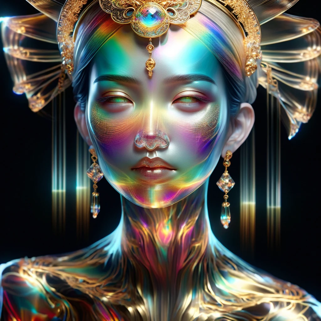 hyperdetailliertes Meisterwerk, dynamische realistische digitale Kunst, unglaubliche Qualität,Durchsichtig,  ,eine Chinesin mit einem kleinen goldenen Kopfschmuck DonMSp3ctr4lXL