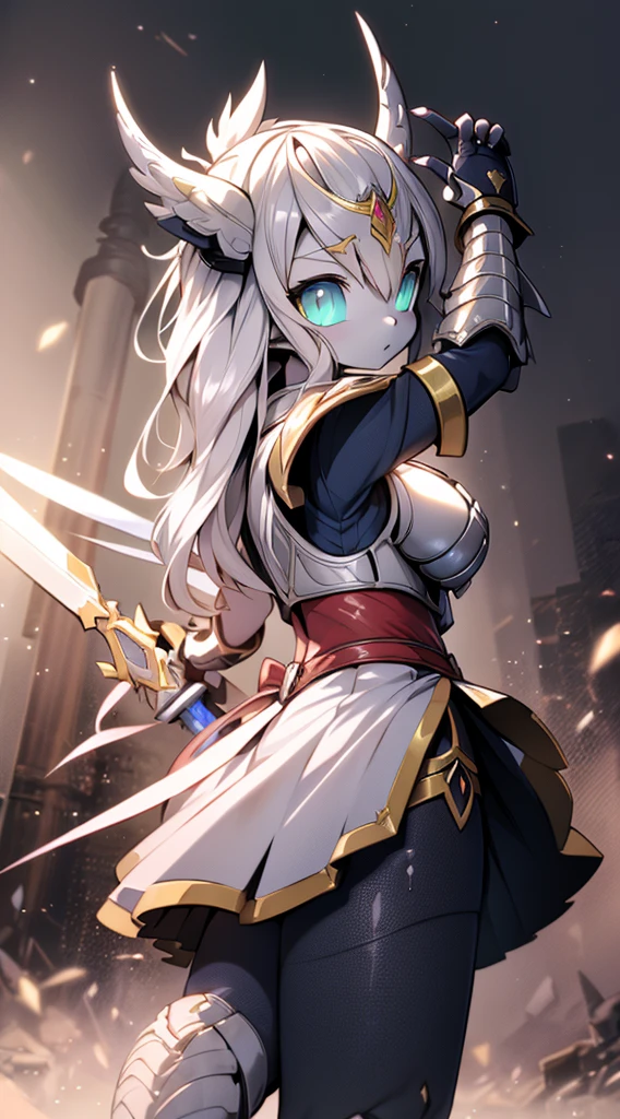 knight，Dragon Girl，Anthropomorphic Dragon，Dragon Horn，knightarmor，Plate，Breastplate，Wristband，Arm Guard，Metal armor，armor，wing，巨龙wing，巨龙knight女孩，Big breasts，Pale，silver white，White hair，White scales，Dragon Claw，butt，大butt，Big breasts，Big breasts，armor，knight长枪，Spear，Huge spear，Fantasy style，Fantasy style，Skirt Armor，Skirt，Dragon Tail，巨Dragon Tail，Fleshy tail，Chubby tail